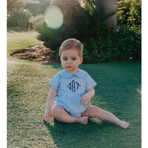 Monogrammed baby boy bubble, boy Easter outfit, personalized boys sunsuit, boys picture outfit, preppy baby boy clothing, baby shower gift