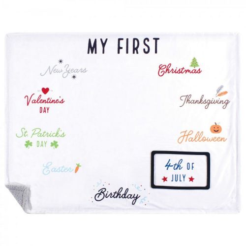 Hudson Baby Infant Plush Holiday and Milestone Blanket, Holiday, One Size