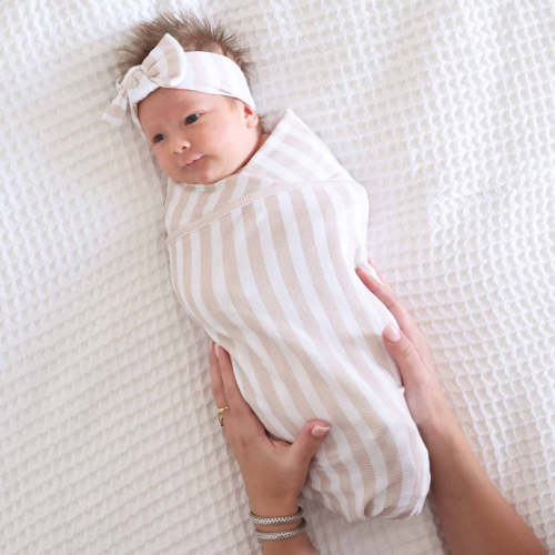 Latte Stripes Waffle Oversized Swaddle Blanket
