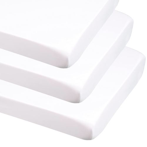 CaSaJa 3-Pack Fitted Crib Sheets Set Neutral Unisex, Extra Soft Breathable 9" Deep Mattress Sheet for Standard Toddler Bed 28"x52", Cozy Washable Microfiber Nursery Sheets, White