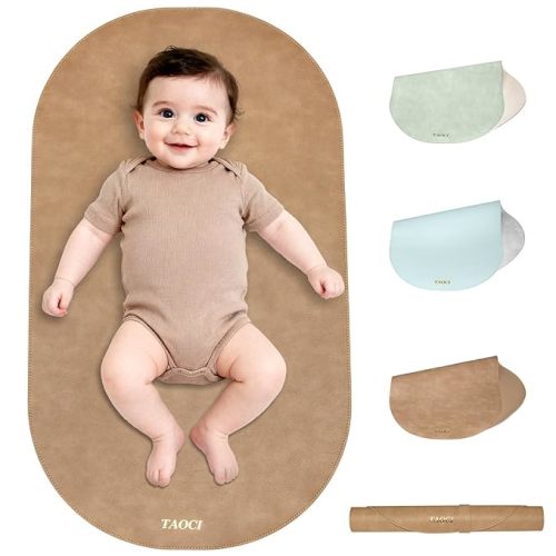 Baby Changing Pad, Wipeable Portable Changing Pad, Diaper Change Mat, Waterproof Vegan Leather Changing Pads for Home & Travel, Brown, 27.5 x 15.7 ''