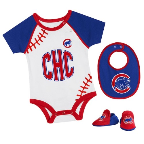 Chicago Cubs Newborn & Infant Tied Up Bodysuit, Bib & Bootie Set