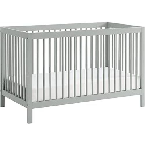 Oxford Baby Essentials Island Full Size 4-in-1 Convertible Baby Crib with Round Spindles, Gray
