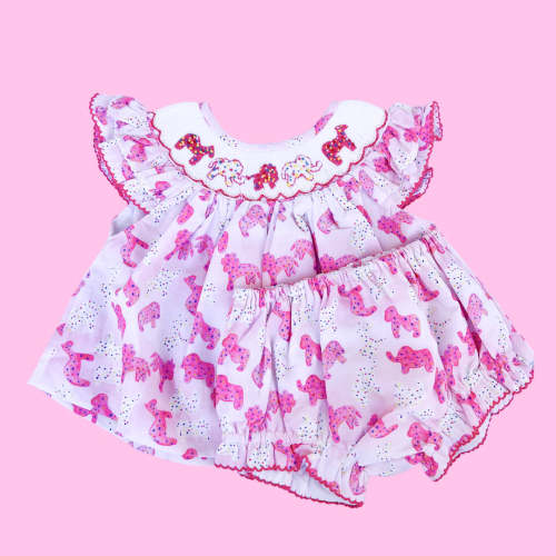 Smocked Diaper Cover Set Animal Cookie I Poppy Kids Co