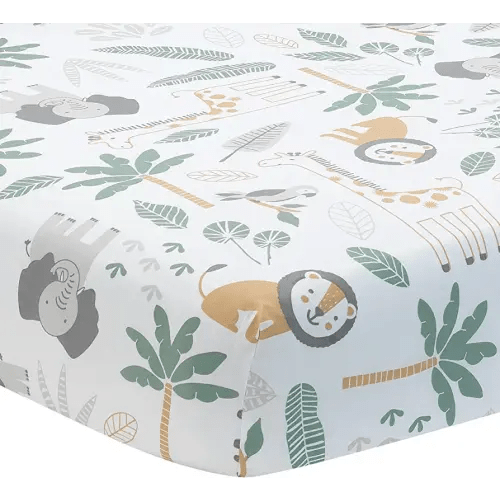 Lambs & Ivy Jungle Friends 100% Cotton Safari Animals Baby Fitted Crib Sheet