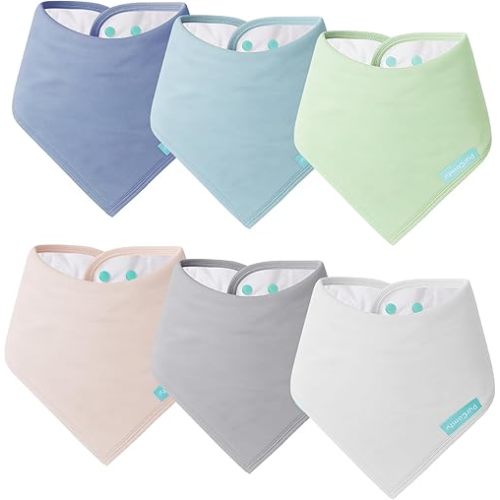 SuperSoft Baby Bibs, Premium Bamboo Bandana Drool Bibs for Infant Boys & Girls, Adjustable Snap Bibs, 6-Pack
