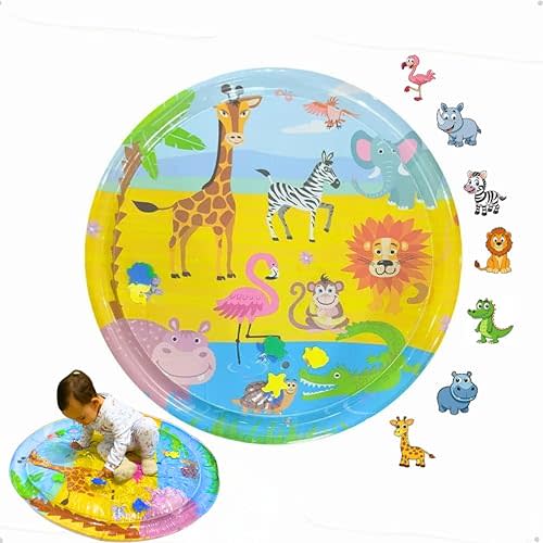 Tummy Time Inflatable Water Play Mat for Babies and Toddlers, X Large, Sensory Gym for Child Development, Floor Toy for Activities, Motor Skills and Crawling, Colorful, Ages 3 Months and Up