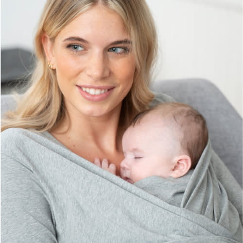 Grey Cotton ¾ Sleeve Skin to Skin Top | Seraphine