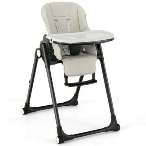 Infans 4-in-1 Foldable Baby High Chair Height Adjustable Feeding Chair W/ Wheels Grey