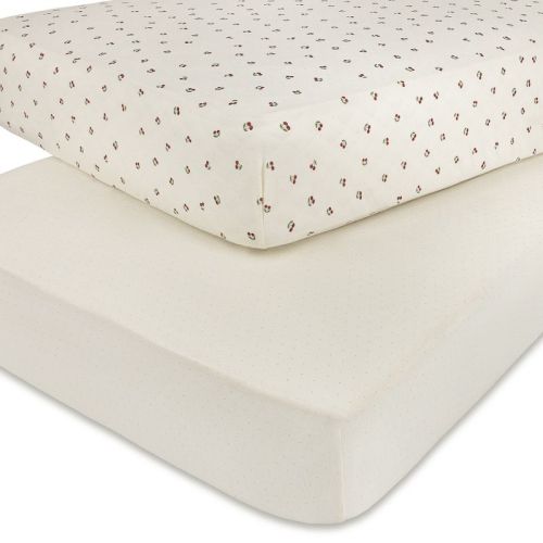Aurora Fitted Crib Sheet Set - 2 pk - 100% Jersey Knit Cotton - Red Cherry Printed