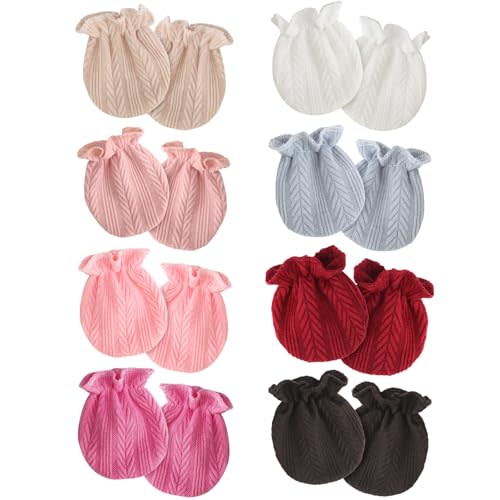 AQOKKA Newborn Baby Mittens No Scratch Cotton Elastic Wrist Gloves Infant Toddler Mittens for Baby Boy Girl 0-6 Months