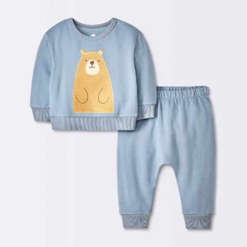 Baby Boys' Modal French Terry Sweatshirt & Pants Set - Cloud Island™ Blue Newborn