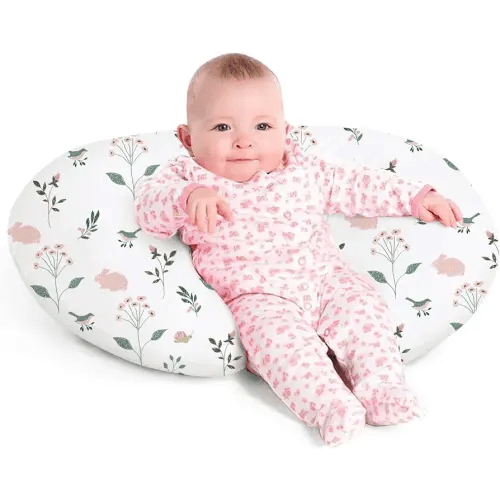 Little Grape Land Nursing Pillow for Infants, Breastfeeding Pillows, Baby Support Pillow for Nursing, Bottle Feeding, Tummy Time with Machine Washable Cover & Breathable Filling (Little Bunny)