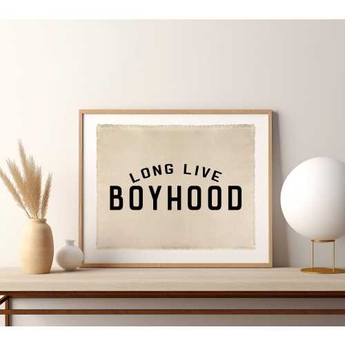 Long Live Boyhood Banner Natural, Canvas Wall Flag, Wall Art for Nursery, Modern Kids Room Decor, Kids Banner,Canvas Banner