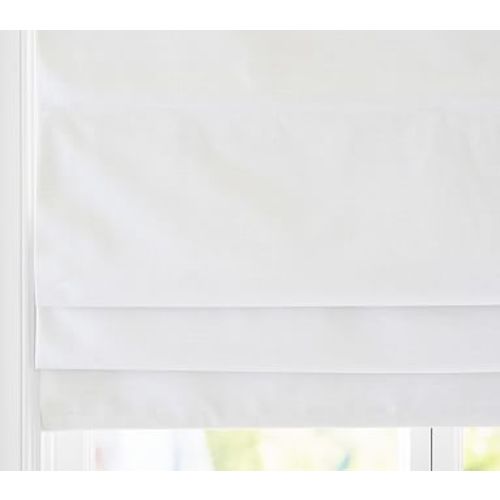 Linen Roman Shade 26 x 64" Curtain, White