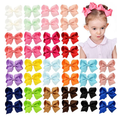 40PCS 4.5 Inch Hair Bows for Girls Grosgrain Ribbon Toddler Hair Accessories with Alligator Clips for Toddlers Baby Girls Kids Teens in Pairs
