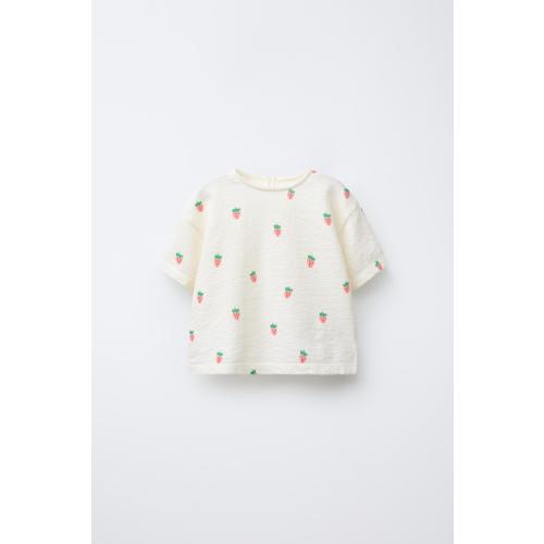 STRAWBERRY PRINT T-SHIRT - Oyster-white | ZARA United States