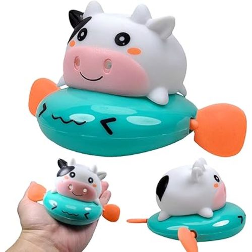 Green Milk Cow Wind Up Bath Toy, Fun Baby Bath Toys for Kids and Toddlers 3-5, Cow Bathtub Toys, Water Table Toys, Animal Wind Up Toys for Easter Basket Stuffers, Birthday