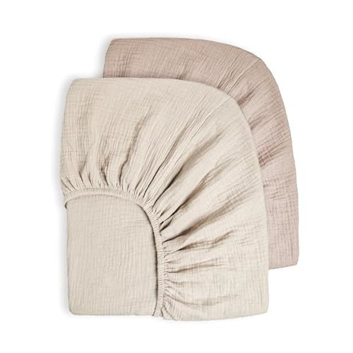 Bearmoss Muslin Crib Sheets 100% Cotton Baby Crib Sheets Fitted for Standard Crib Mattress & Toddler Bed Mattress 52"x28" Soft Breathable Crib Sheets Neutral for Boys Girls - 2 Pack (Baby Face)