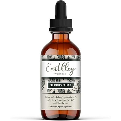 Earthley Wellness, Sleepy Time Herbal Extract, Promote Restful Sleep and Peaceful Nights, Formulated with Organic Catnip Leaf, Skullcap & Passionflower (1oz)