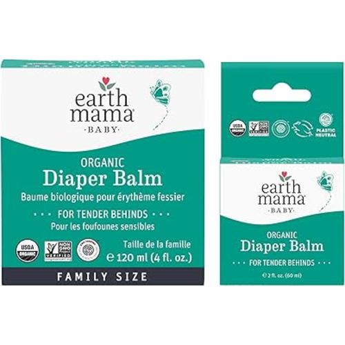 Earth Mama Organic Diaper Balm Multipurpose Baby Ointment Set | EWG Verified, Petroleum & Fragrance Free with Calendula for Sensitive Skin