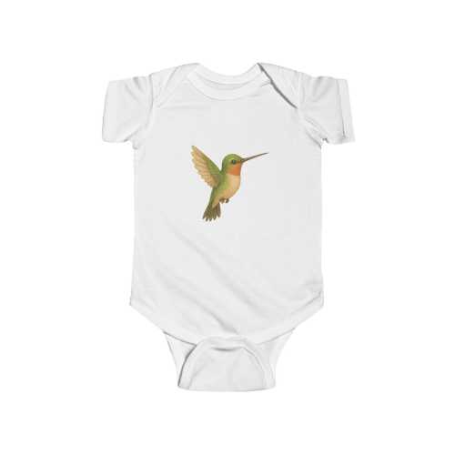 Hummingbird Infant Bodysuit, Cute Baby Outfit, Newborn Gift, Floral Baby Clothes, Spring Babywear, Eco-Friendly Infant Wear