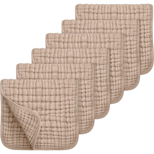 Looxii Muslin Burp Cloths 100% Cotton Muslin Cloths Large 20''x10'' Extra Soft and Absorbent 6 Pack Baby Burping Cloth for Boys and Girls (Brown)
