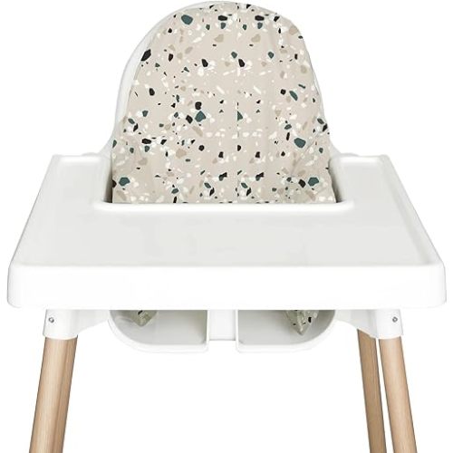 IKEA Highchair Cushion Cover for Inflatable Cushion, Compatible for IKEA Antilop Highchair Accessories, Stain-Proof&Wipeable Cushion Cover(Cushion NOT Included) (earthyterrazzo)