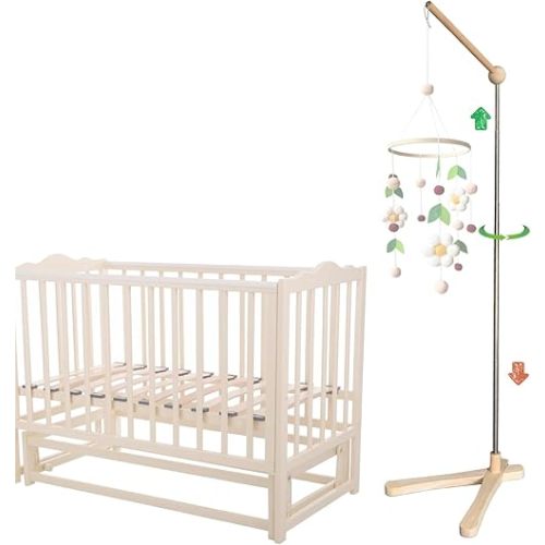 Crib Mobile Wooden Arm, Suitable for All Cribs 100% Natural Larch Hanger Nusery Decor Baby Room Safe Holder(Mobile is not Included (Standing Arm)
