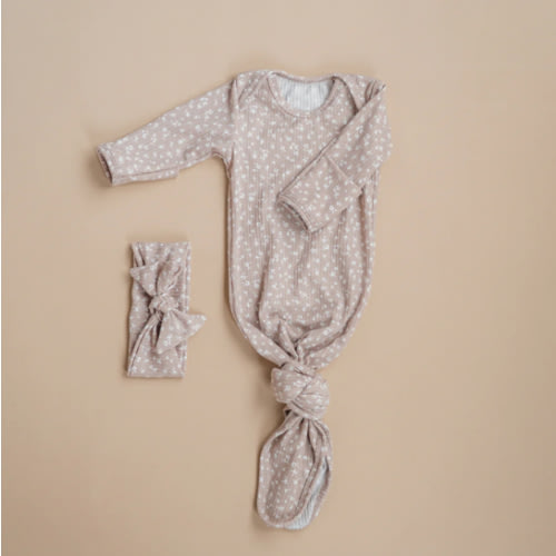 Sleeper and Bow Set- Taupe Floral