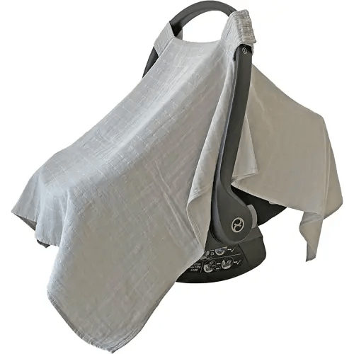 100% Organic Muslin Car Seat Covers for Babies Baby Car Seat Covers for Girls (Belgian Grey)