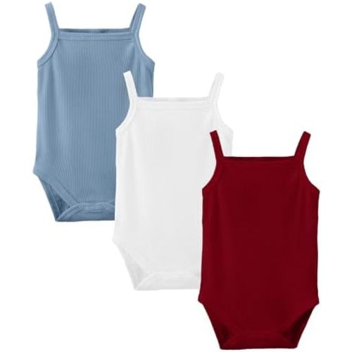OPAWO Onsies for Baby Girls' Bodysuits 3 Pack Neutral Baby Clothes Spaghetti Strap & Long Sleeve Fall Baby Undershirt 0-2T