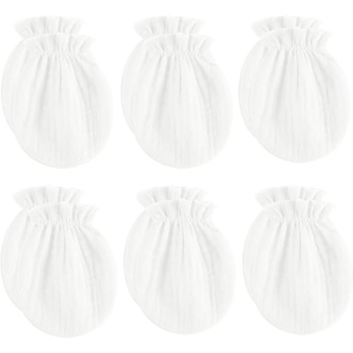 Newborn Mittens No Scratch 100% Cotton Mitts Boy Girl baby mittens 0-6 months 6 Pack
