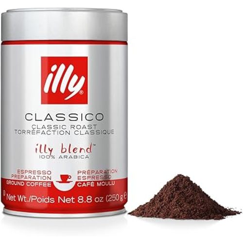 Illy Classico Ground Espresso Coffee, Medium Roast Roast With Notes Of Chocolate & Caramel, 100% Arabica, 8.8 Ounce (Pack Of 1)