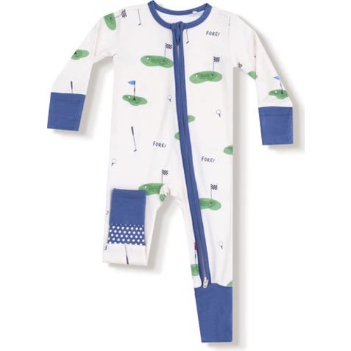 All Fore Golf Print Convertible Zip Romper, 3-6M