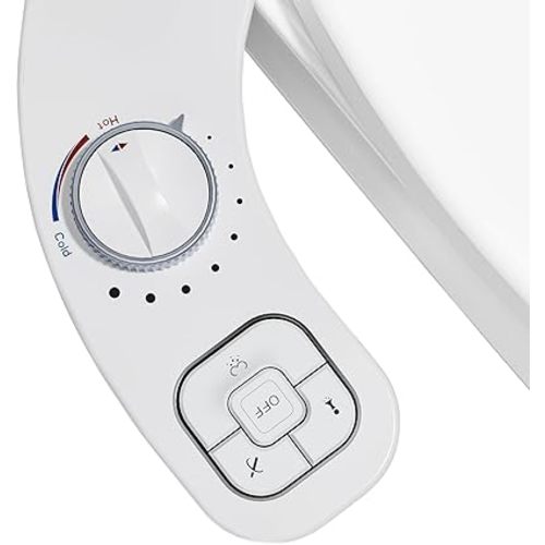 OLUFIA Hot and Cold Bidet, Warm Water Bidet Attachment for Toliet, Non-Electric Warm Bidet with Adjustable Water Pressure, Dual nozzle Rear and Feminine Wash - Self cleaning (White)
