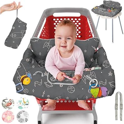 Shopping Cart Cover for Baby PILLANI, Baby Registry Items, High Chair Cover for Restaurant Seat, Grocery Cart Cover for Baby Girl/Boy, Buggy Covers for Babies, Toddler Cart Cover
