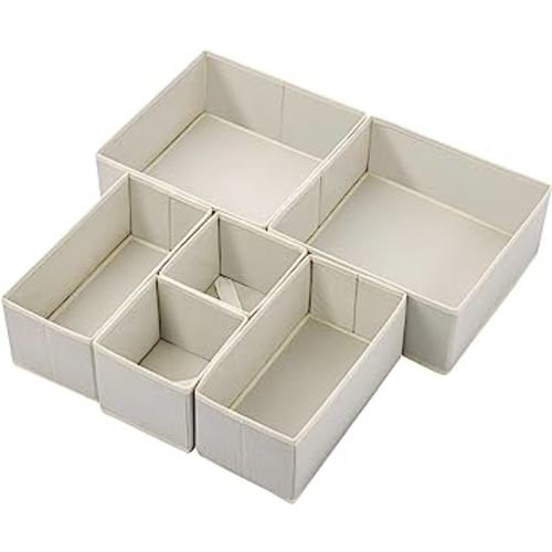Stero 6 Pack Drawer Organizers for Clothing, Dresser Drawer Organizer Clothes, Fabric Foldable Closet Organizers and Storage Basket Bins for Clothes, Underwear, Bras, Socks (Light Grey)