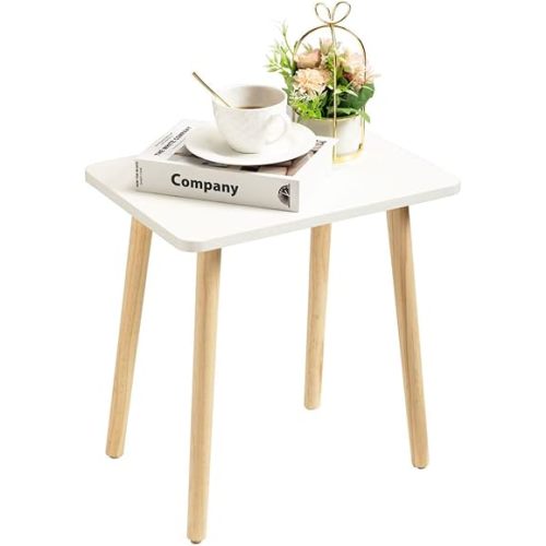 FORAOFUR Small Side Table, Modern Wood Mini Coffee Table, Easy Assembly Compact End Table for Living Room Bedroom Sofa, Minimalist White Accent Furniture for Small Spaces