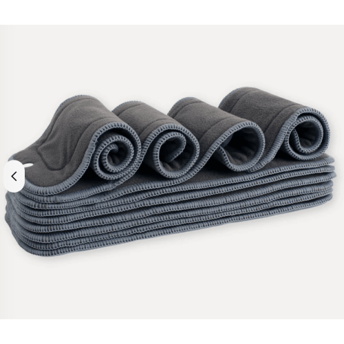 5 Layer Charcoal & Microfiber Inserts - 10 Pack with Snaps