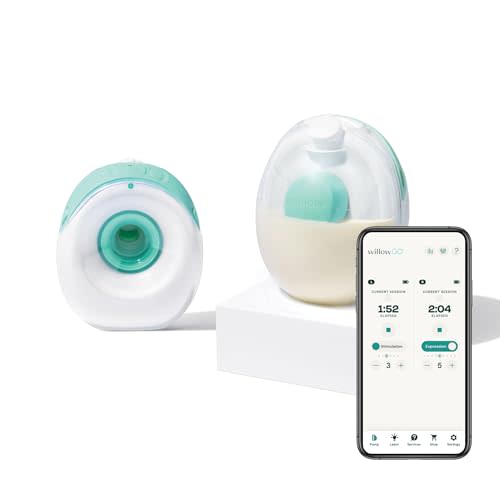 Willow Go - Hands Free Breast Pump - Wearable Breastfeeding Pump - Portable, Electric, Cordless, & 9 Levels of Hospital Grade Suction Strength - Postpartum Essentials - Double Breast Pump