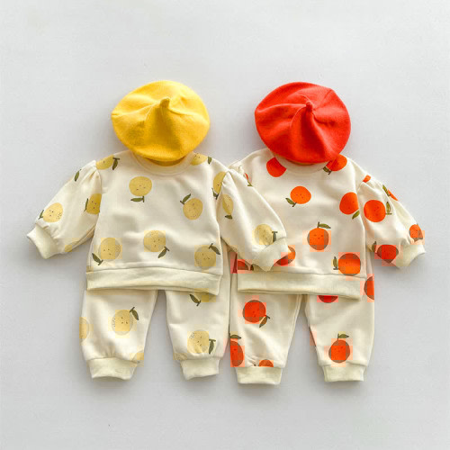 Baby Fruit Orange Lemon Sweatsuit 2 Pieces Set