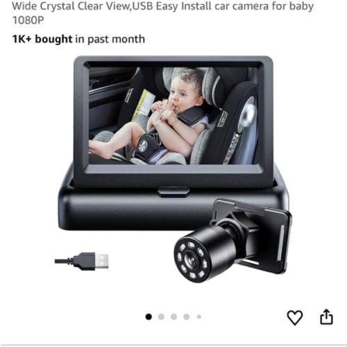 Itomoro Baby Car Mirror, View Infant in Rear Facing Seat with Wide Crystal Clear View,360° Rotation Plug and Play Easy Install baby car monitor 1080p