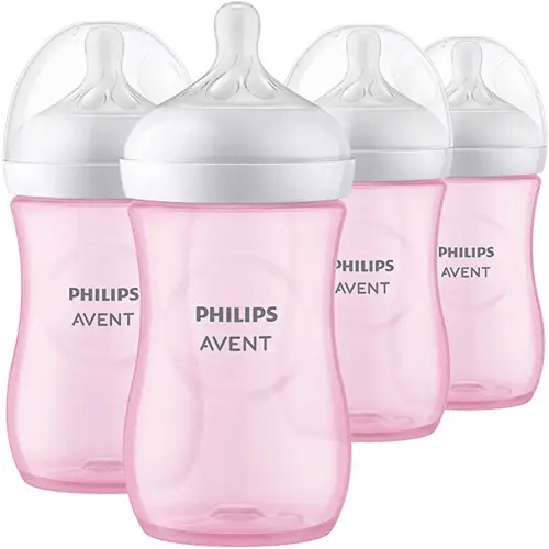 Philips AVENT Natural Baby Bottle with Natural Response Nipple, Pink, 9oz, 4pk, SCY903/14