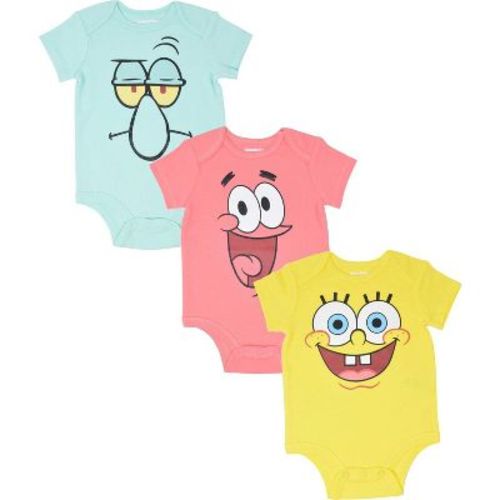 Spongebob Squarepants Patrick Squidward Newborn Baby Boys 3 Pack Bodysuits 6-9 Months