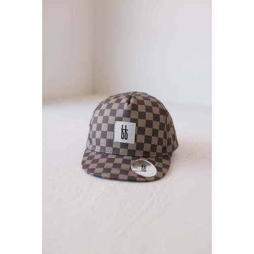 Children's Trucker Hat | Faded Brown Checkerboard