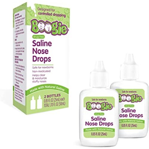 Boogie Baby Nasal Saline Drops Drops, Allergy Relief, Nasal Decongestant, Pack of 1, 2 Bottles Total…