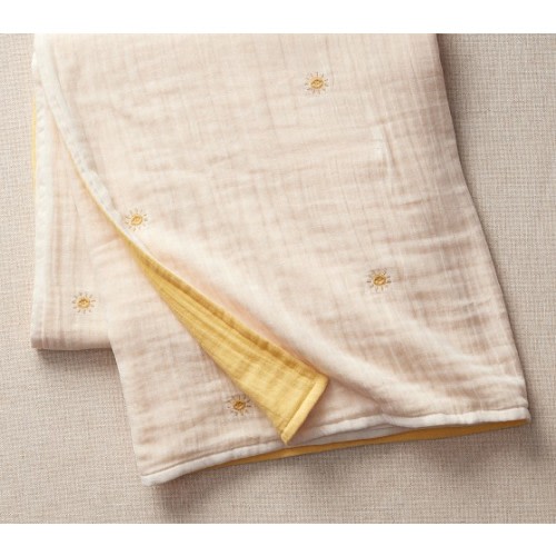 Two-Tone Muslin Embroidered Oversized Baby Blanket | Pottery Barn Kids