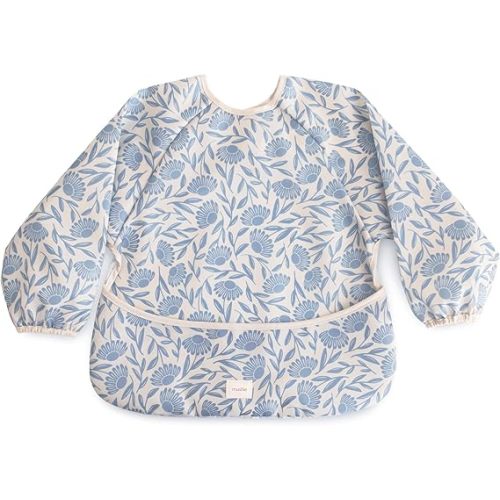 mushie Long Sleeve Baby Bib | Water Resistant Adjustable Fit for Ages 6-24 Months