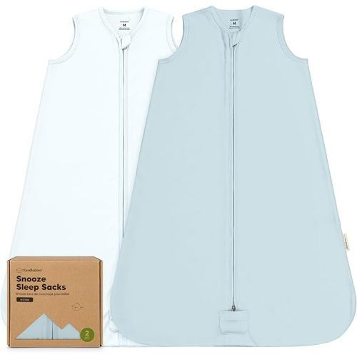 2-Pack Baby Sleep Sacks, Zipper Wearable Blanket - 0.5TOG Organic Cotton, Lightweight, Soft Cozy Toddler Sleeping Sack 6-12 months,Easy to Wear Large Newborn Transition Swaddles Sleepsacks(Glacier, M)